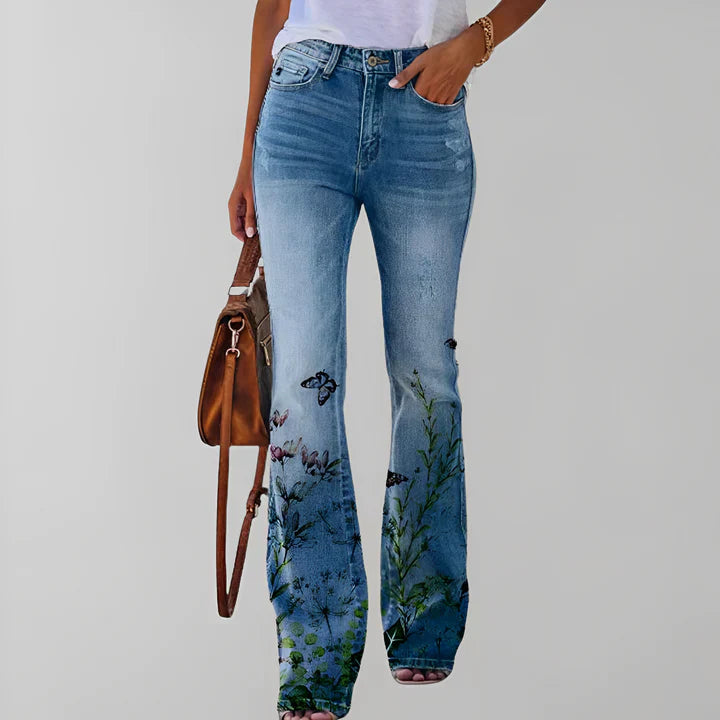 Bethanie - rette jeans med blomsterprint