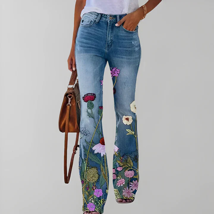 Bethanie - rette jeans med blomsterprint
