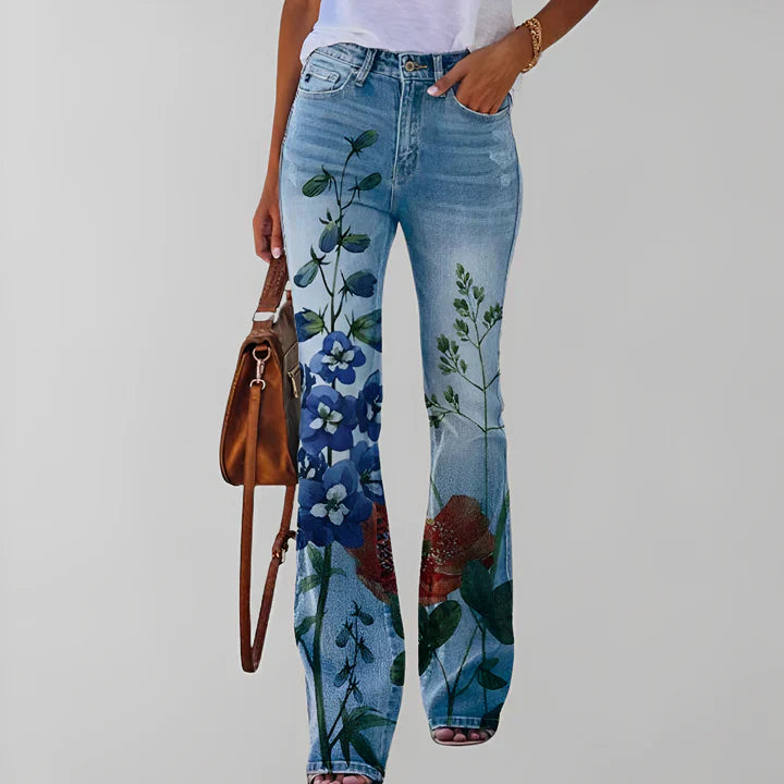 Bethanie - rette jeans med blomsterprint