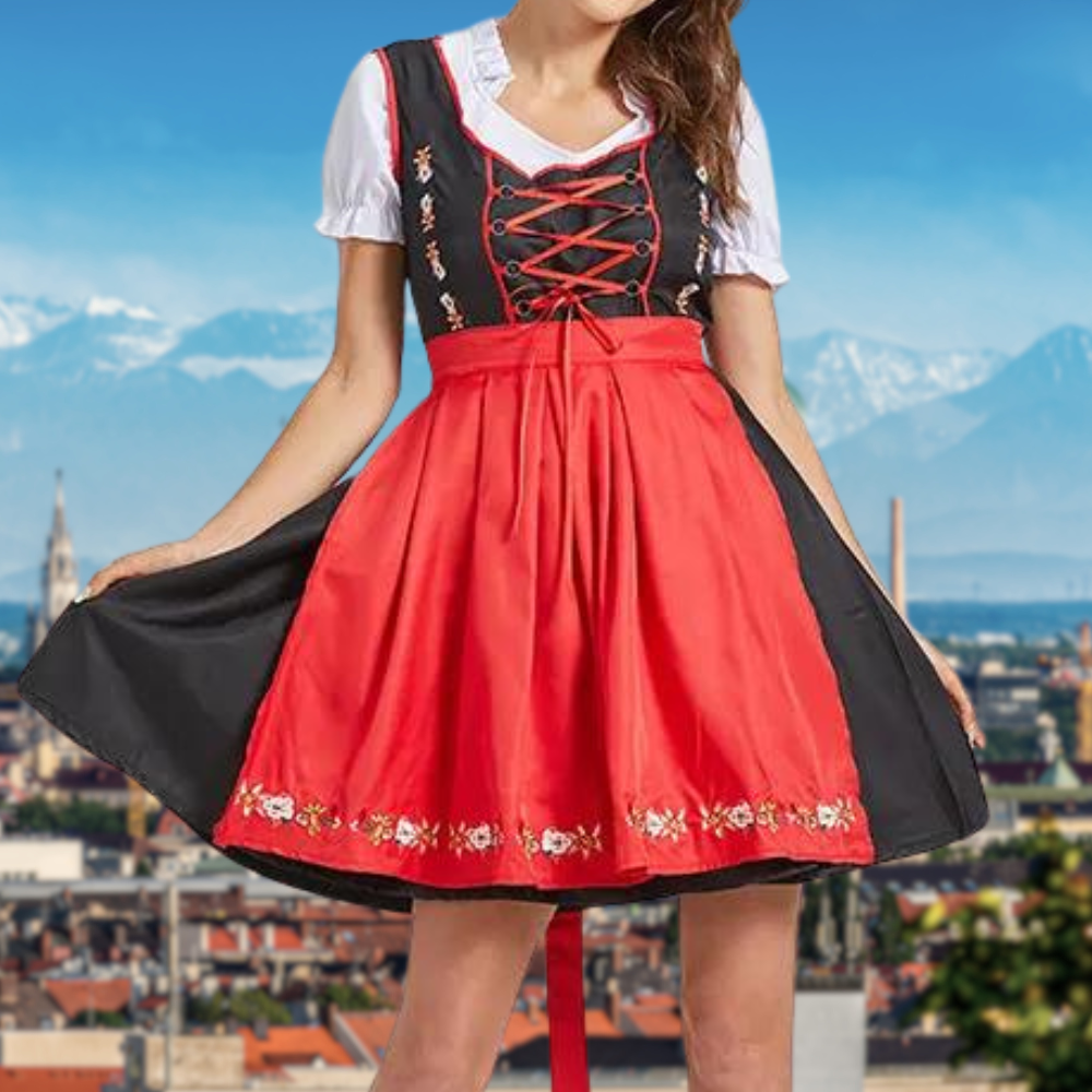 Evelina | Dirndlkleid mit floraler Stickerei und Miederschnürung für Frauen