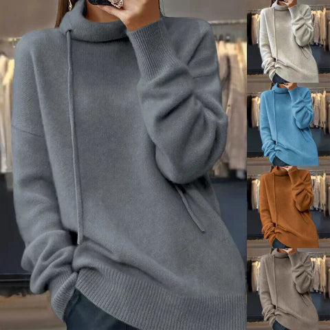 Ruby - strickpullover mit langen armeln und stehkragen