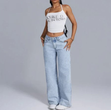 Jenni rosa sløyfe baggy jeans