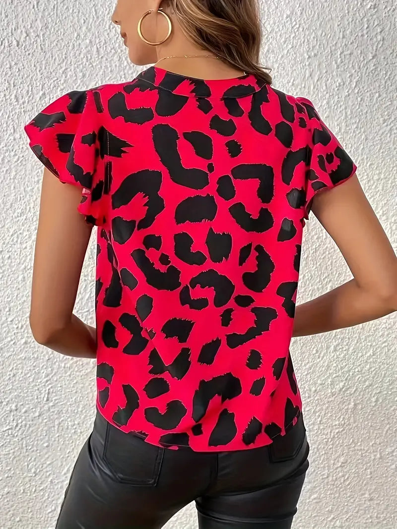 Laylia | Uformell bluse med leopardprint