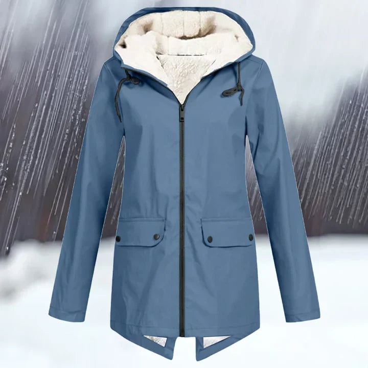 Einfarbige wind- und wasserdichte jacke mit kapuze und verdickung