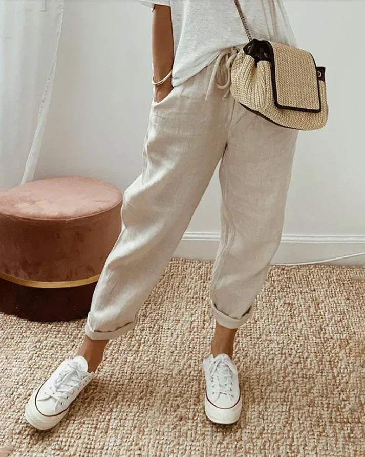Joggebukser i lin avslappet og elegant