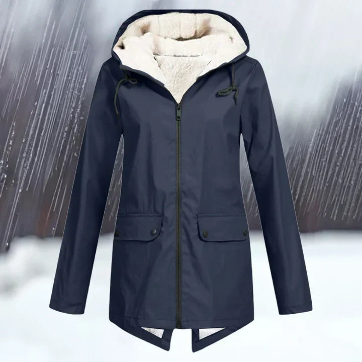 Einfarbige wind- und wasserdichte jacke mit kapuze und verdickung