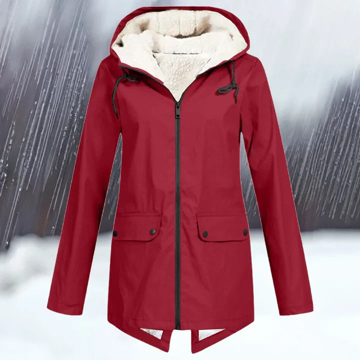 Einfarbige wind- und wasserdichte jacke mit kapuze und verdickung