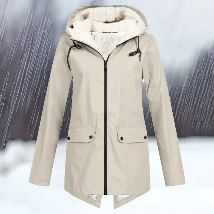 Einfarbige wind- und wasserdichte jacke mit kapuze und verdickung