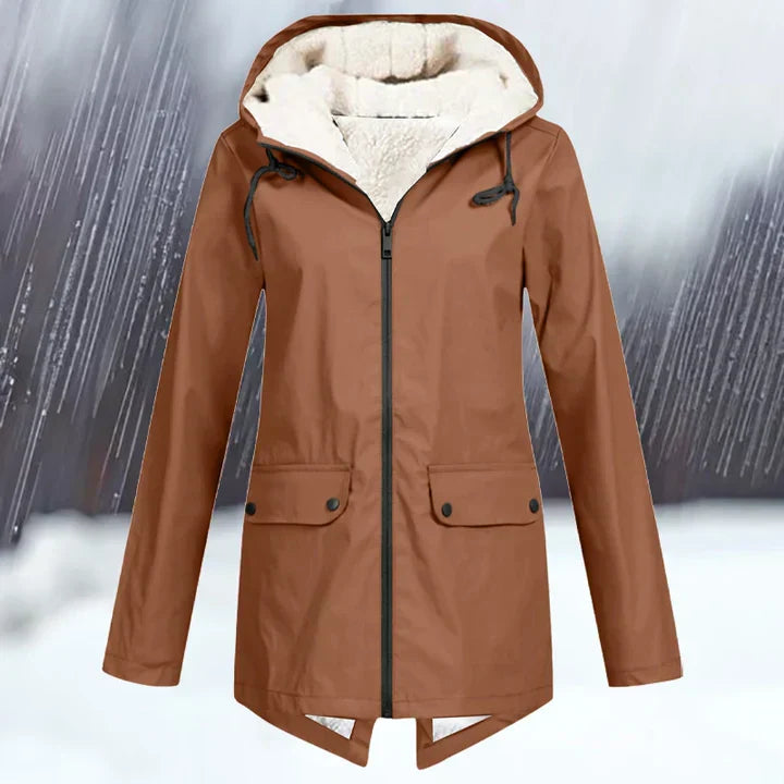 Einfarbige wind- und wasserdichte jacke mit kapuze und verdickung