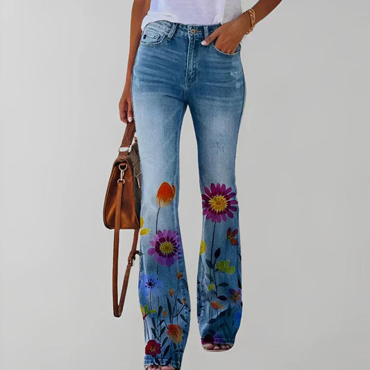 Bethanie - rette jeans med blomsterprint