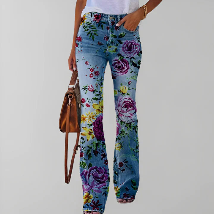 Bethanie - rette jeans med blomsterprint