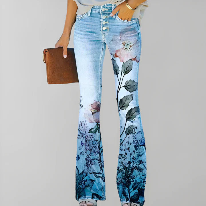 Bethanie - rette jeans med blomsterprint