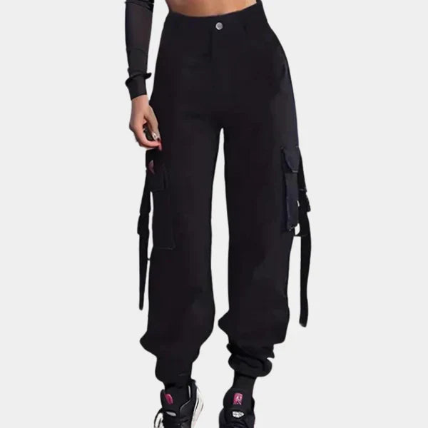 Cargohose mit hoher taille für damen