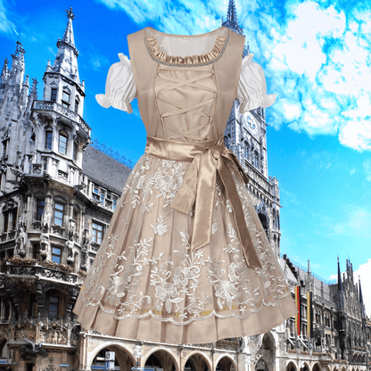 Elin | Dirndlkleid mit bestickter Schürze und schimmernder Optik für Frauen