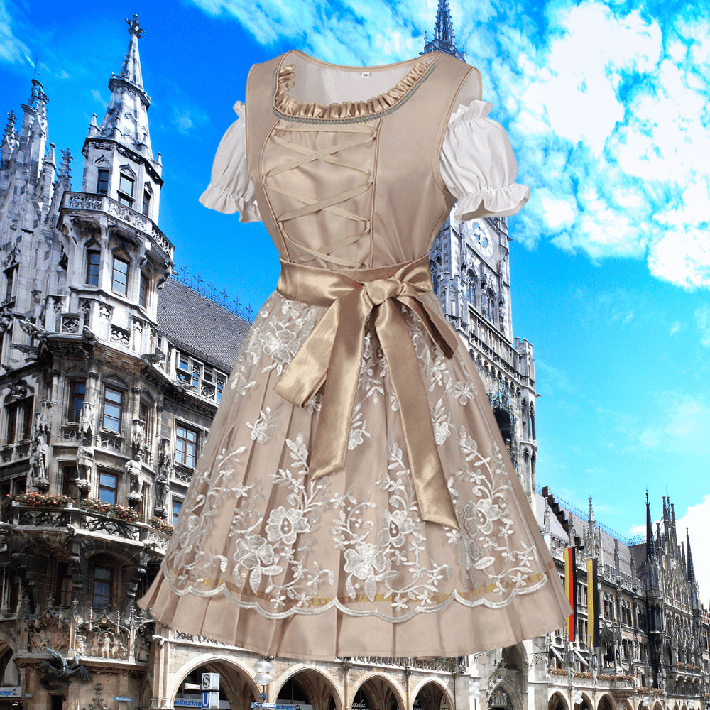 Elin | Dirndlkleid mit bestickter Schürze und schimmernder Optik für Frauen