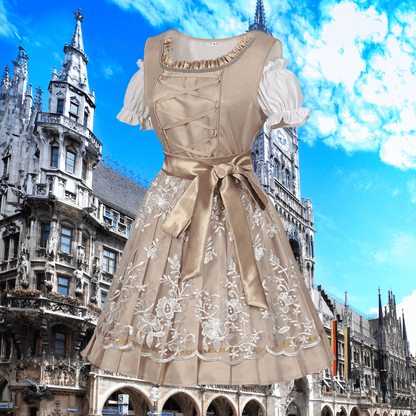 Elin | Dirndlkleid mit bestickter Schürze und schimmernder Optik für Frauen
