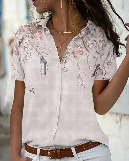 Elissa - elegant bluse med blomstermønster og klassisk krage