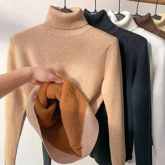 Alpaka - maxi-komfortpullover mit rollkragen