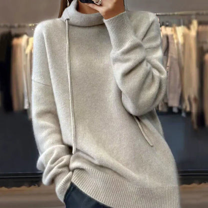 Ruby - strickpullover mit langen armeln und stehkragen