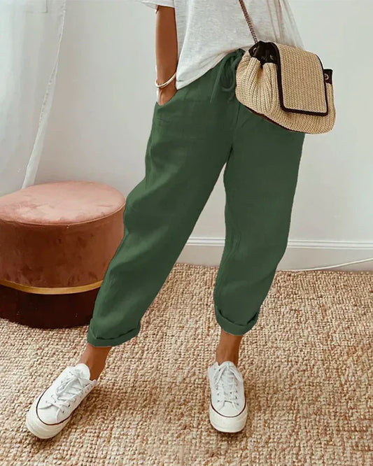 Joggebukser i lin avslappet og elegant