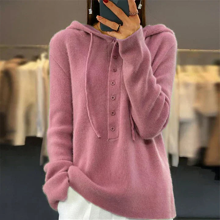 Tyra – pullover mit lockerer kapuze und strickpullover mit schnürverschluss