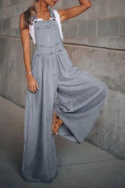 Keti - ermeløs trendy denim overall for kvinner