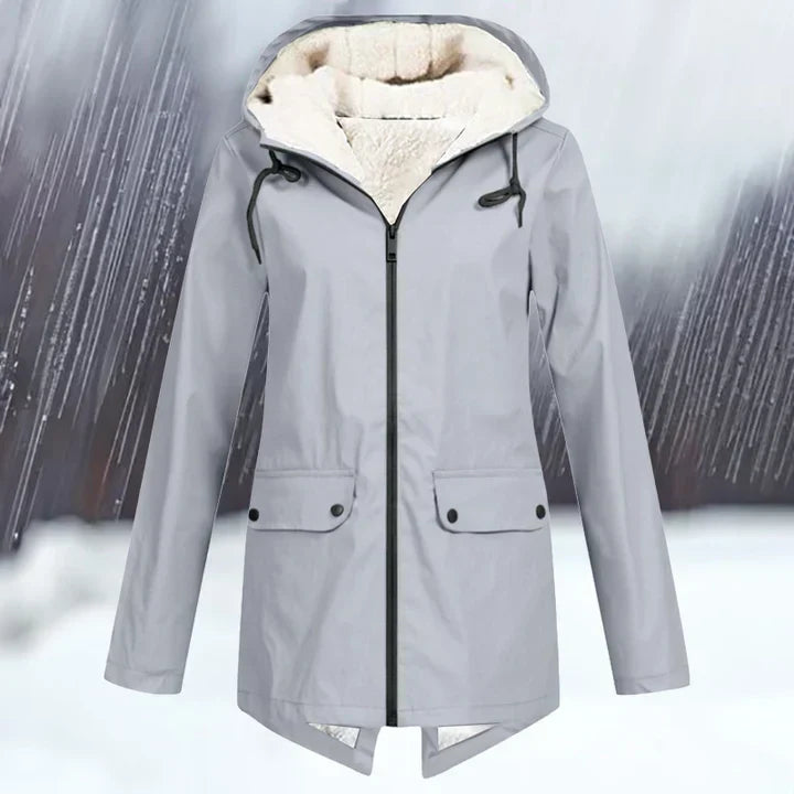 Einfarbige wind- und wasserdichte jacke mit kapuze und verdickung