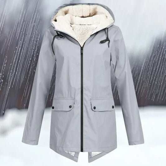Einfarbige wind- und wasserdichte jacke mit kapuze und verdickung