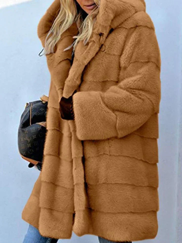 Kunstfell-kapuzenjacke mit offener front parka outwear