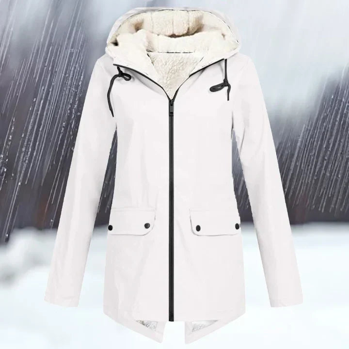 Einfarbige wind- und wasserdichte jacke mit kapuze und verdickung