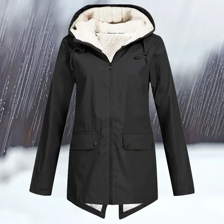 Einfarbige wind- und wasserdichte jacke mit kapuze und verdickung